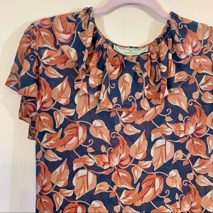 Anthro | Silk Floral Top
